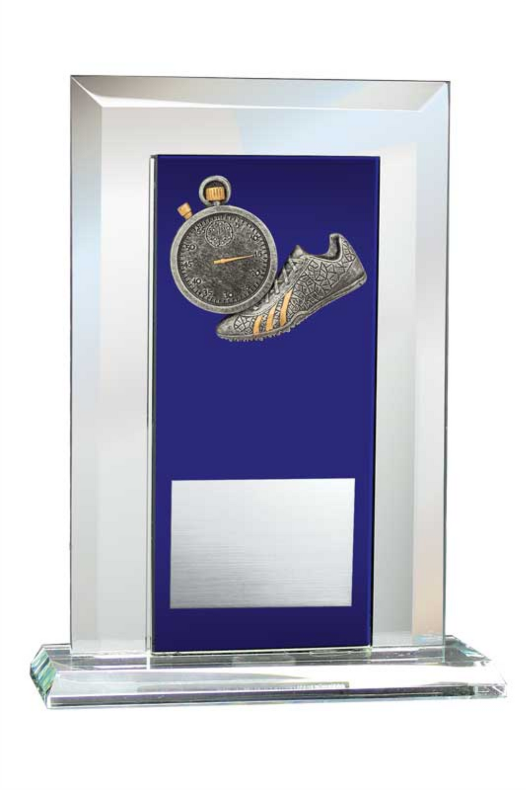 Track Award - Glass Mirror Blue with Resin Relief