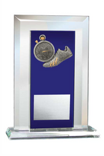 Track Award - Glass Mirror Blue with Resin Relief