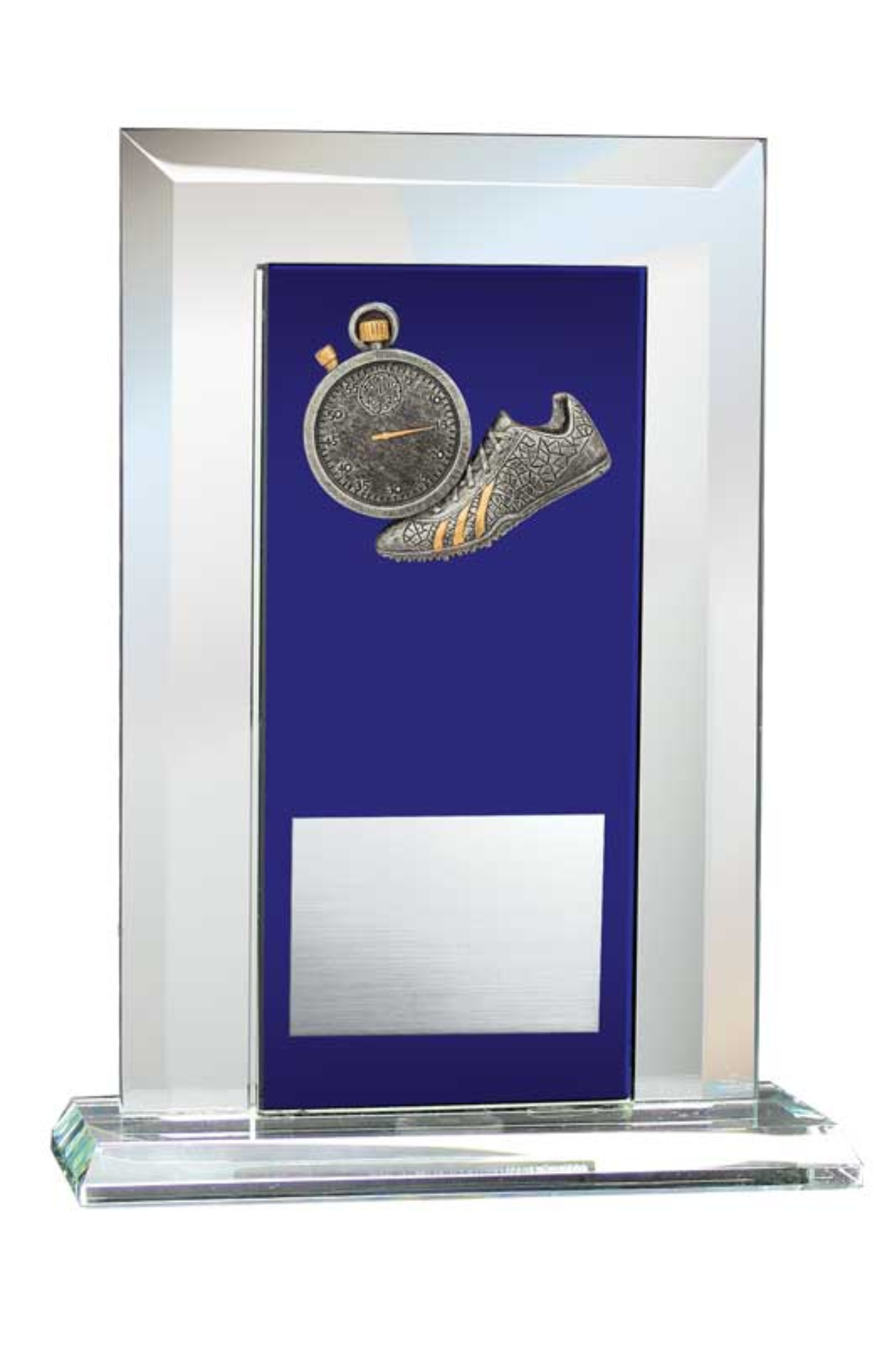 Track Award - Glass Mirror Blue with Resin Relief
