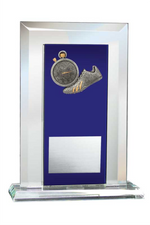 Track Award - Glass Mirror Blue with Resin Relief