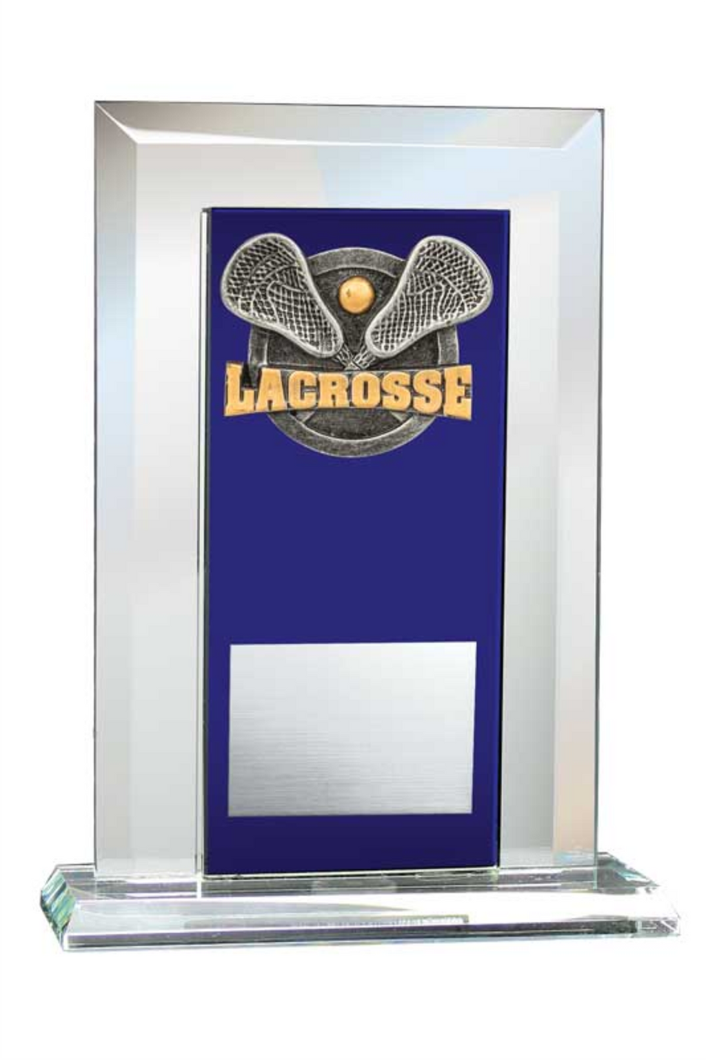 Lacrosse Award - Glass Mirror Blue with Resin Relief