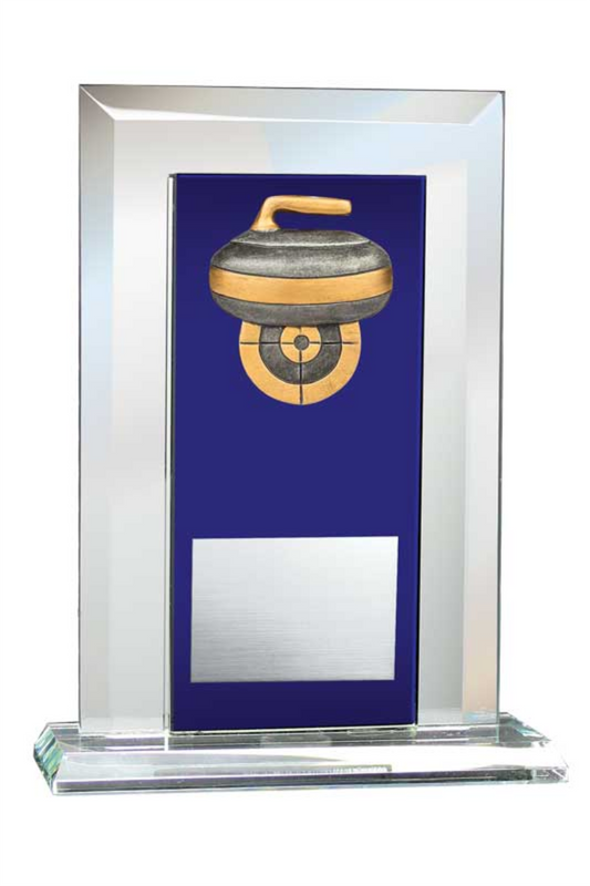 Curling Award - Glass Mirror Blue with Resin Relief