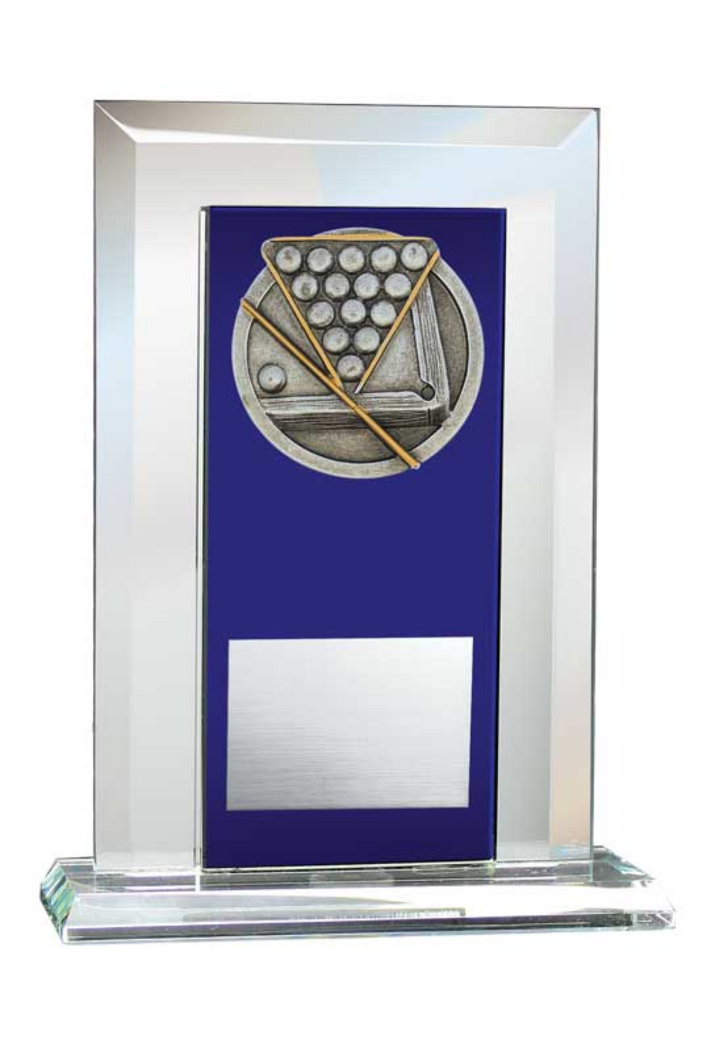 Billiards Award - Glass Mirror Blue with Resin Relief