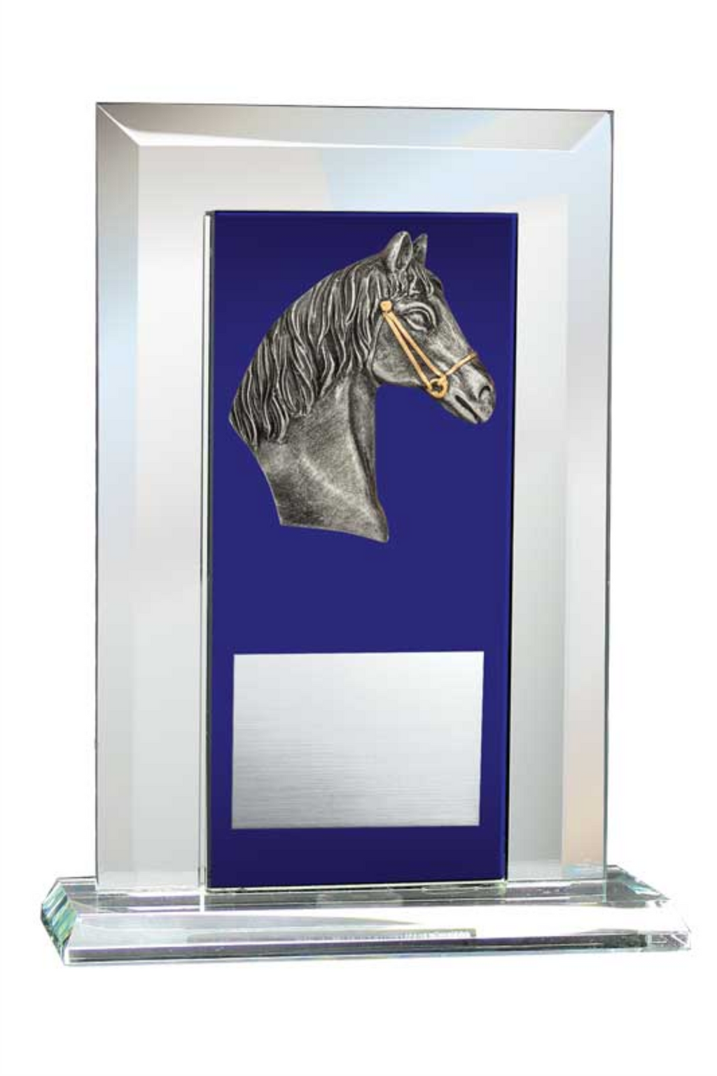 Horse Award - Glass Mirror Blue with Resin Relief