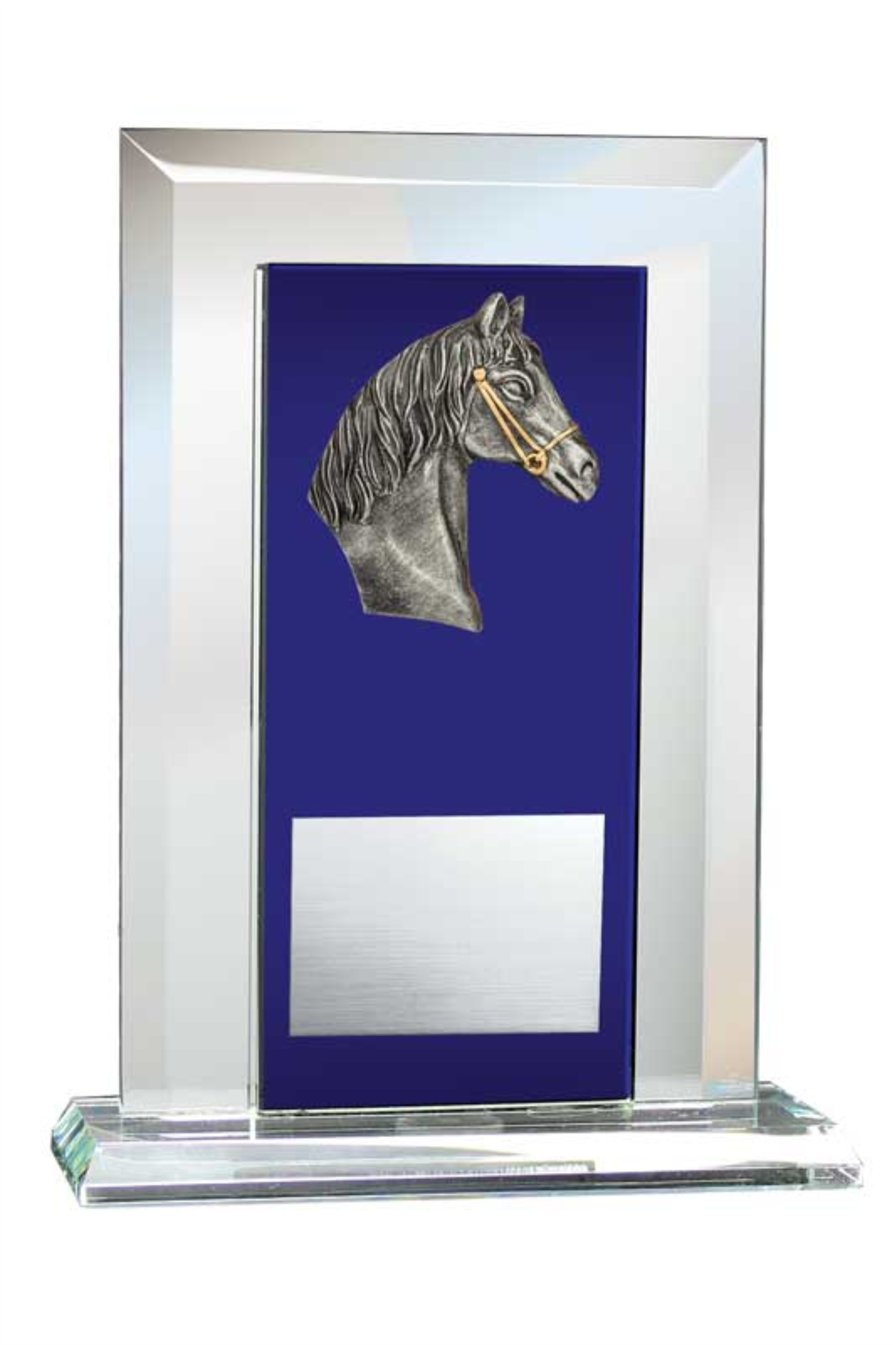 Horse Award - Glass Mirror Blue with Resin Relief