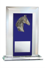 Horse Award - Glass Mirror Blue with Resin Relief