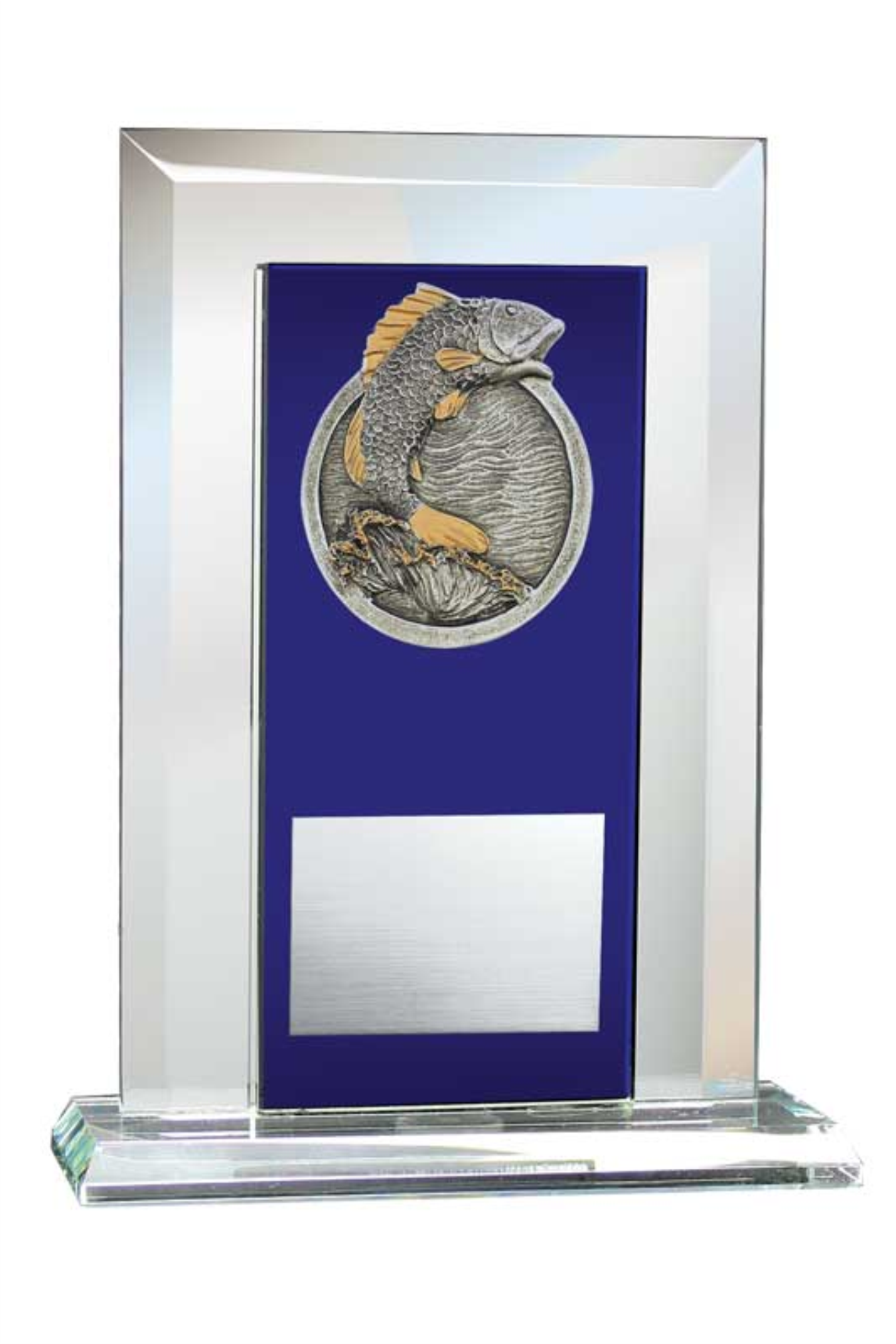 Fish Award - Glass Mirror Blue with Resin Relief