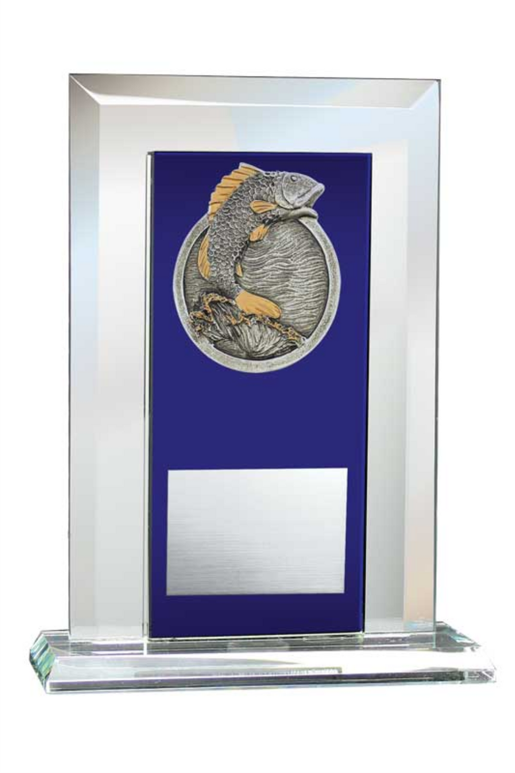 Fish Award - Glass Mirror Blue with Resin Relief