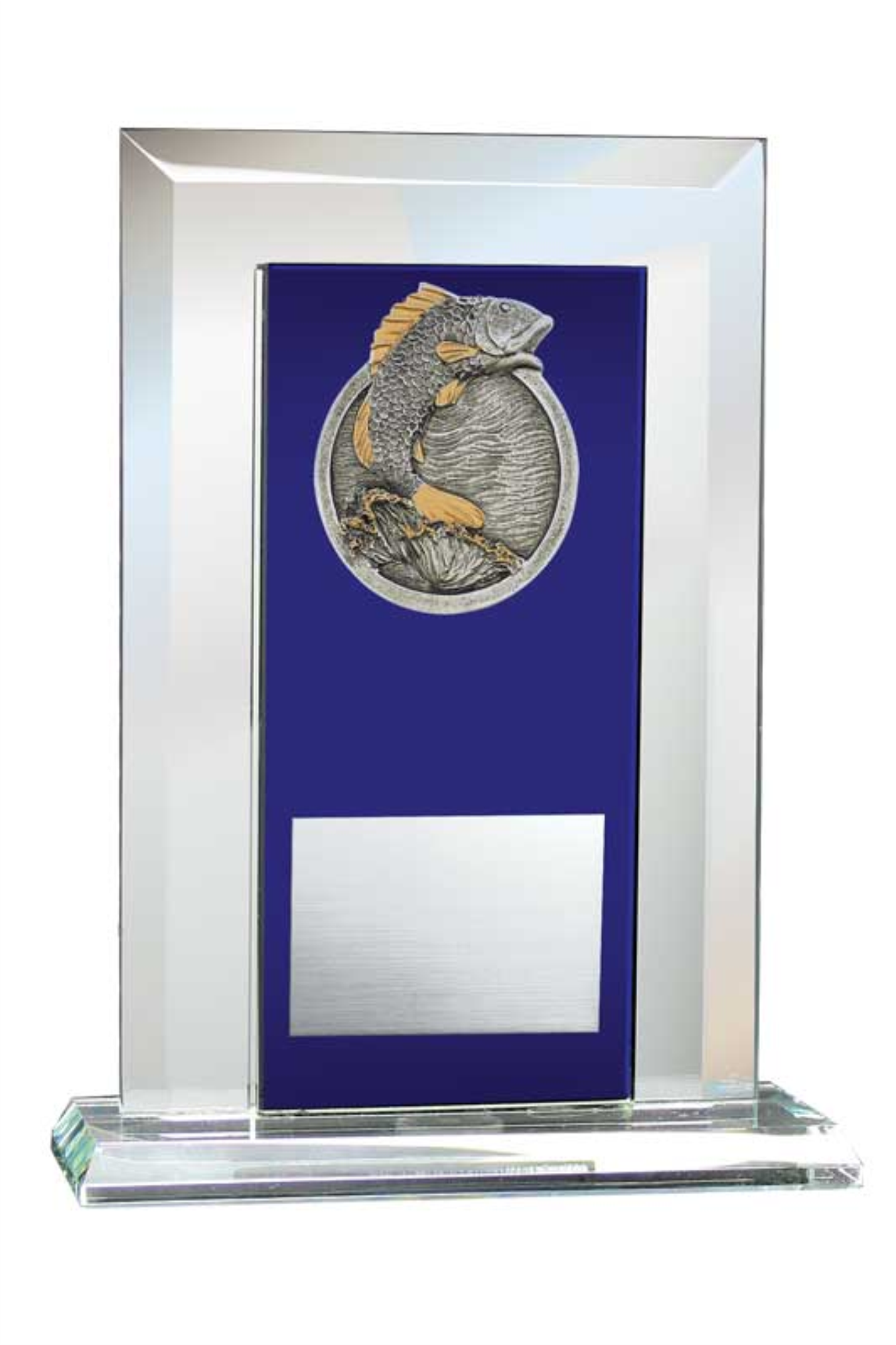 Fish Award - Glass Mirror Blue with Resin Relief