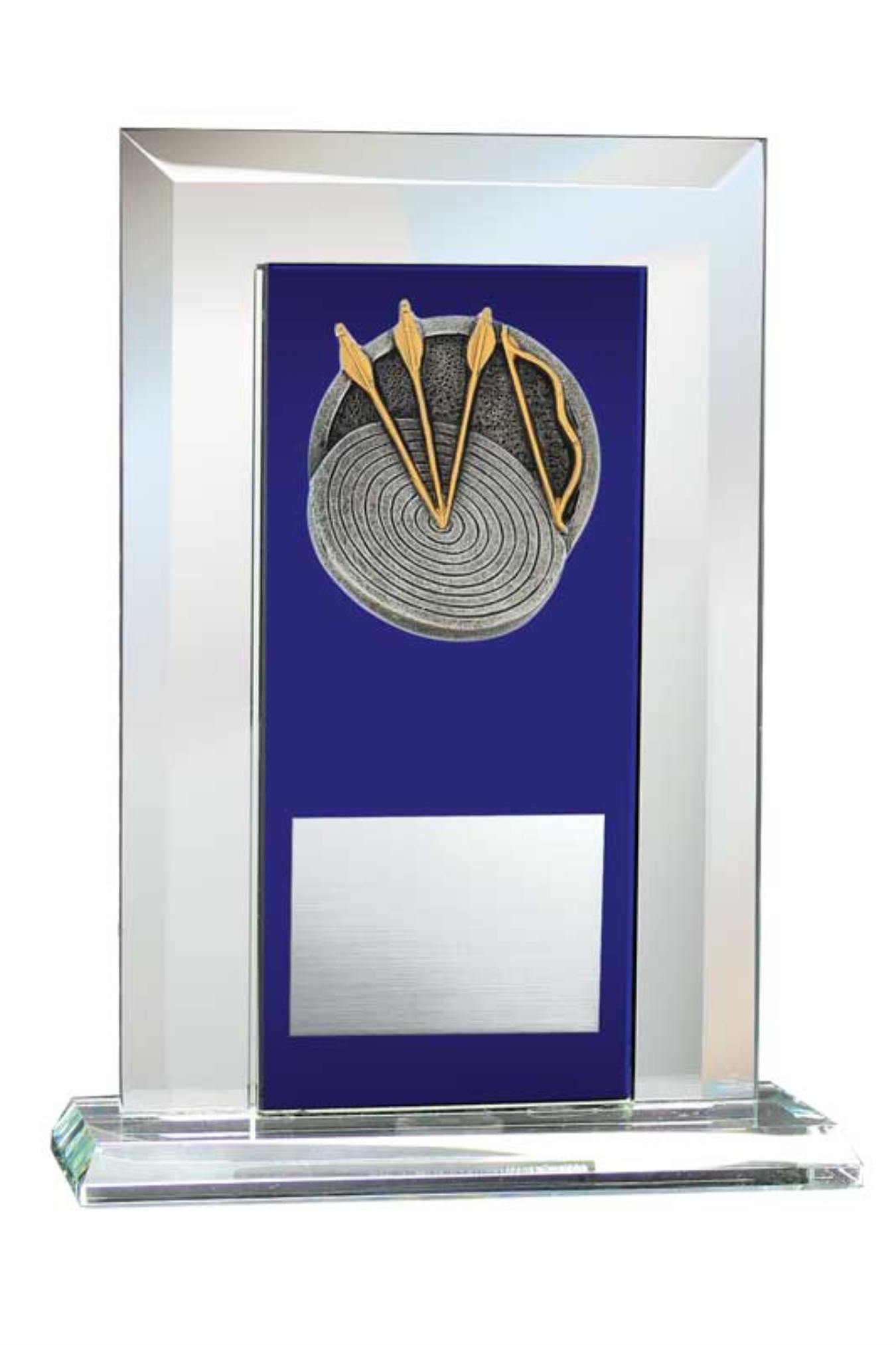 Archery Award - Glass Mirror Blue with Resin Relief