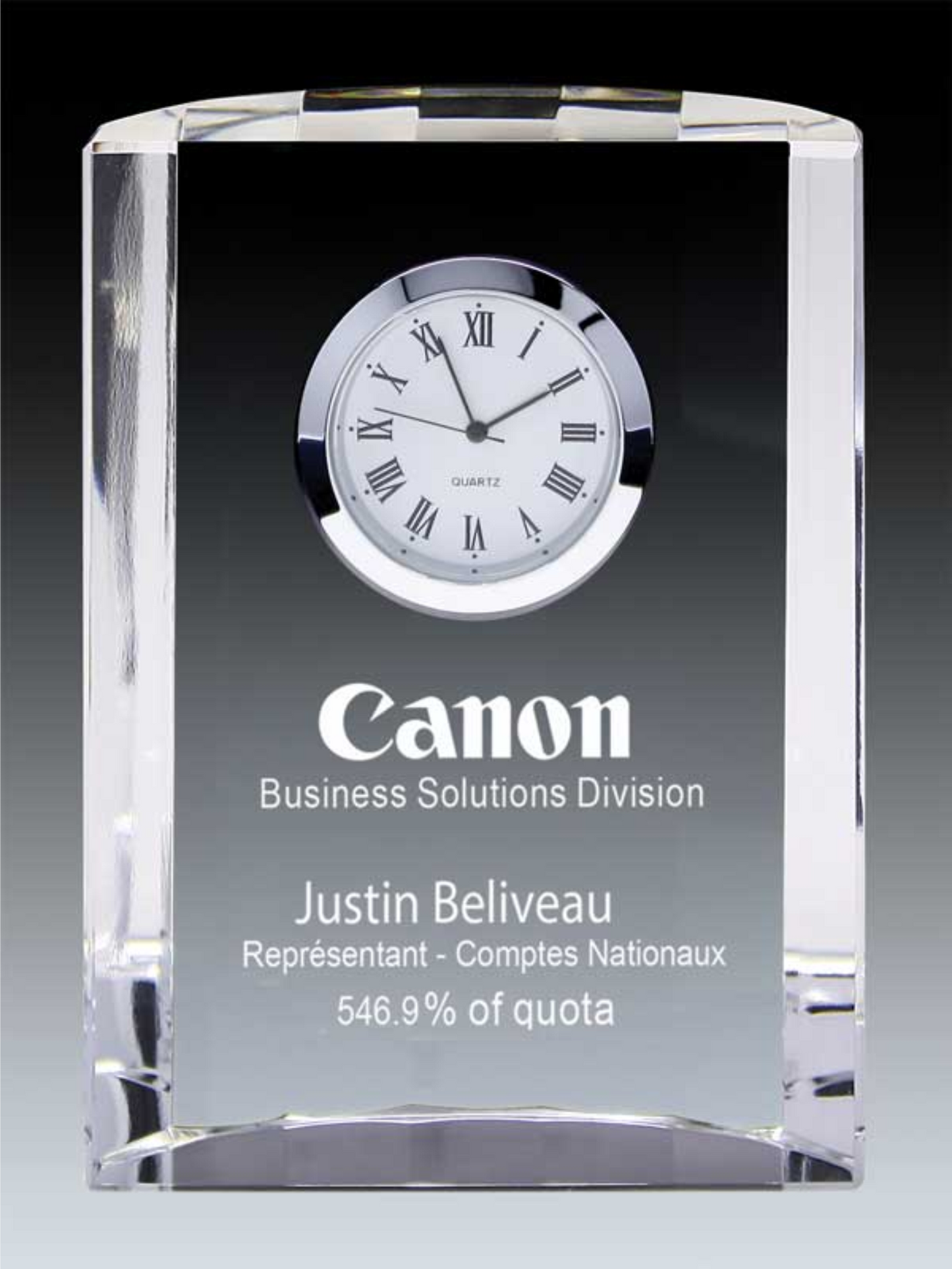 Crystal Rounded Top Clock 4.5" - GLCK3665