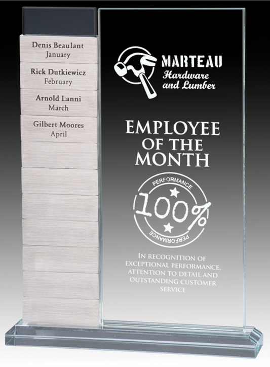 Platinum Series - Clear Glass Perpetual Plaque with 12 Plates