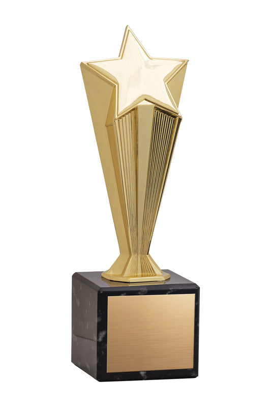 Gold Metal Star on Marble Base, 7" - Star Award GSF302G