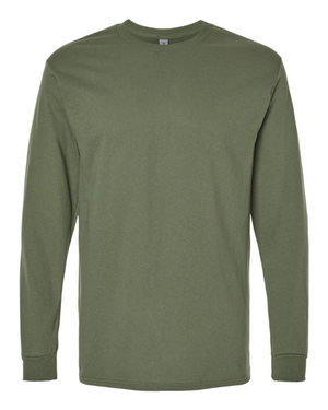 Mens Long Sleeve Shirt - Cotton - Gildan 5400