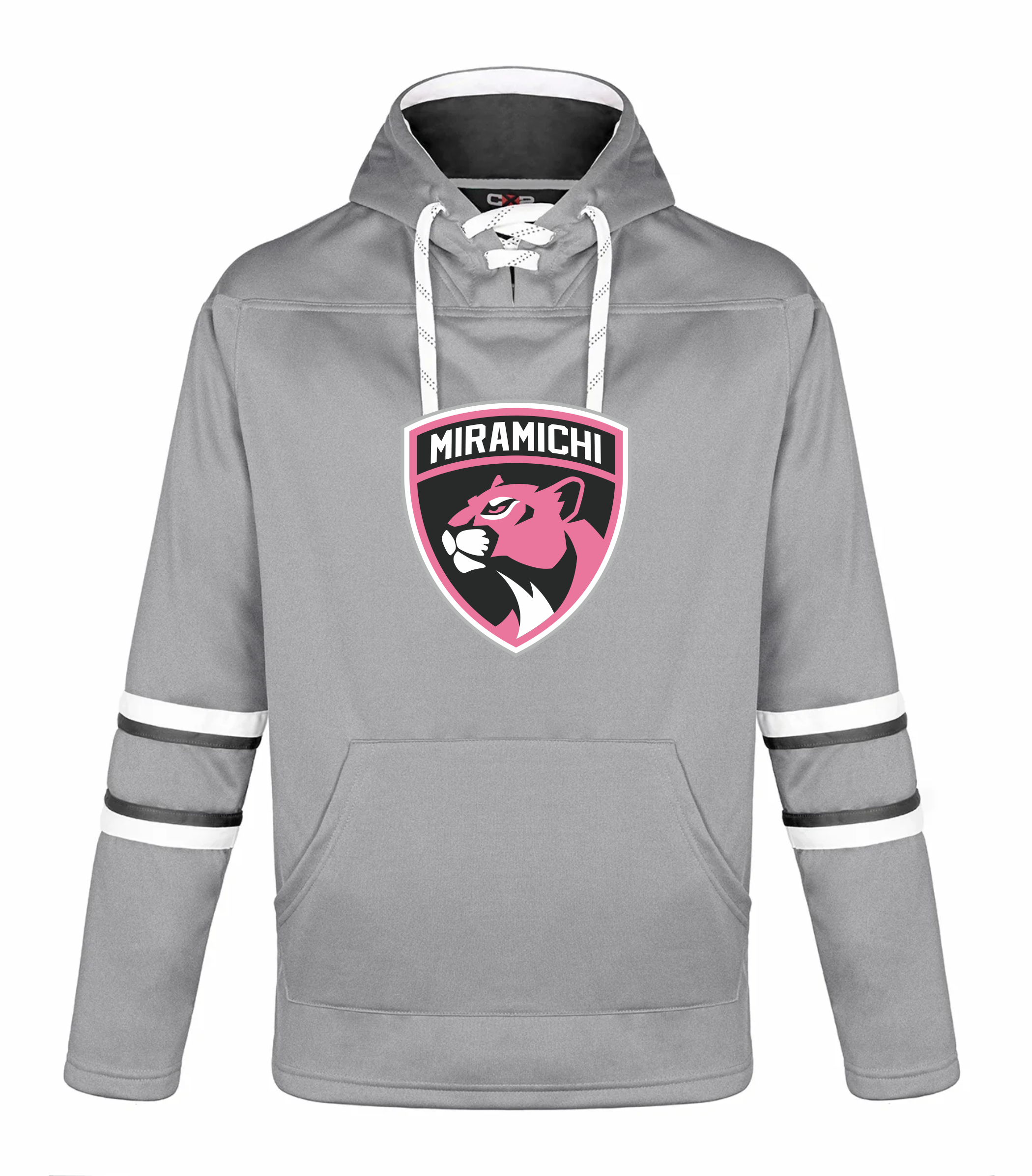 Miramichi Panthers - Grey Hockey Hoodie with Regular Logo