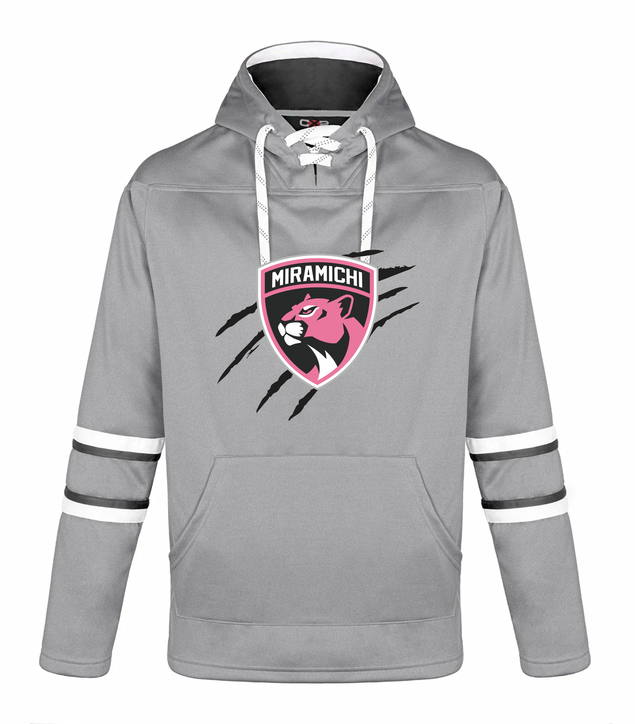 Miramichi Panthers - Grey Hockey Hoodie with Claw Logo