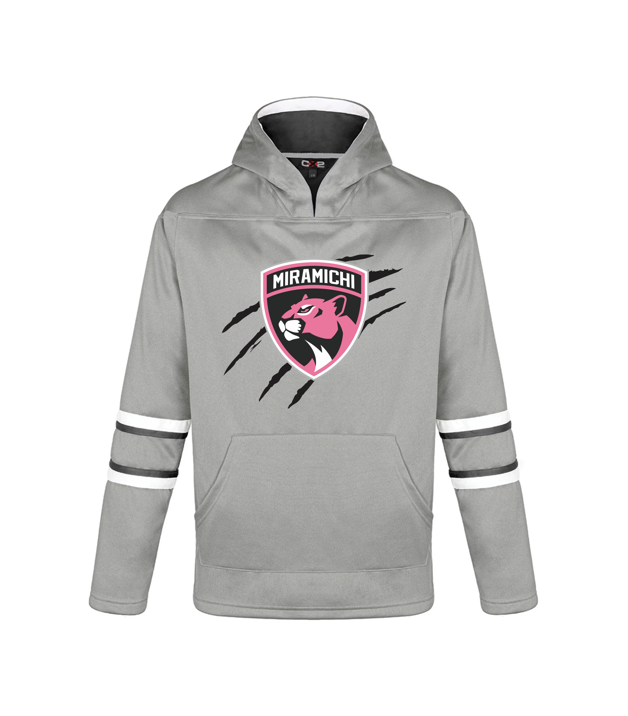 Miramichi Panthers - Grey Hockey Hoodie with Claw Logo