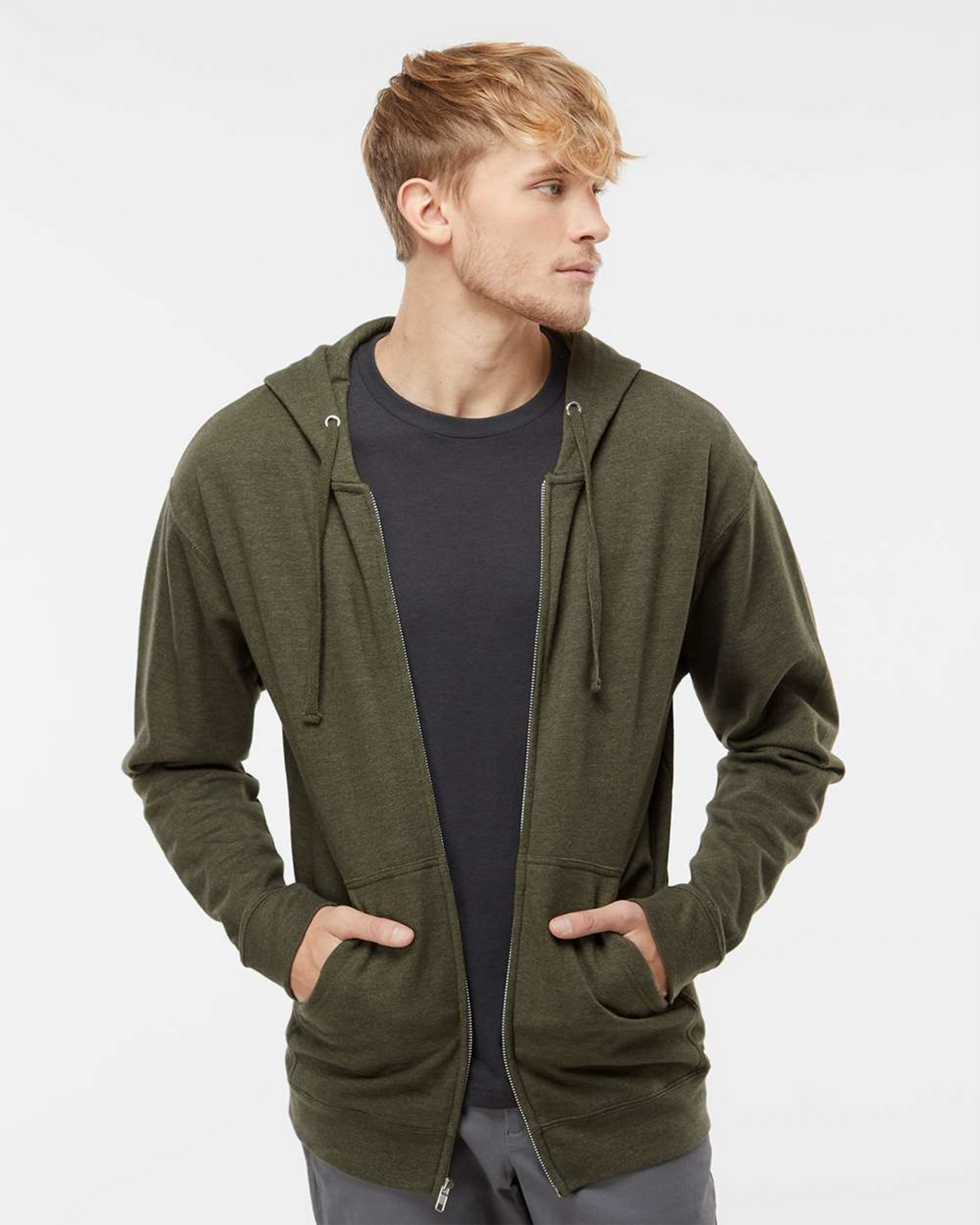 Midweight Full-Zip Hooded Men's Sweatshirt - Independent Trading Co. SS4500Z