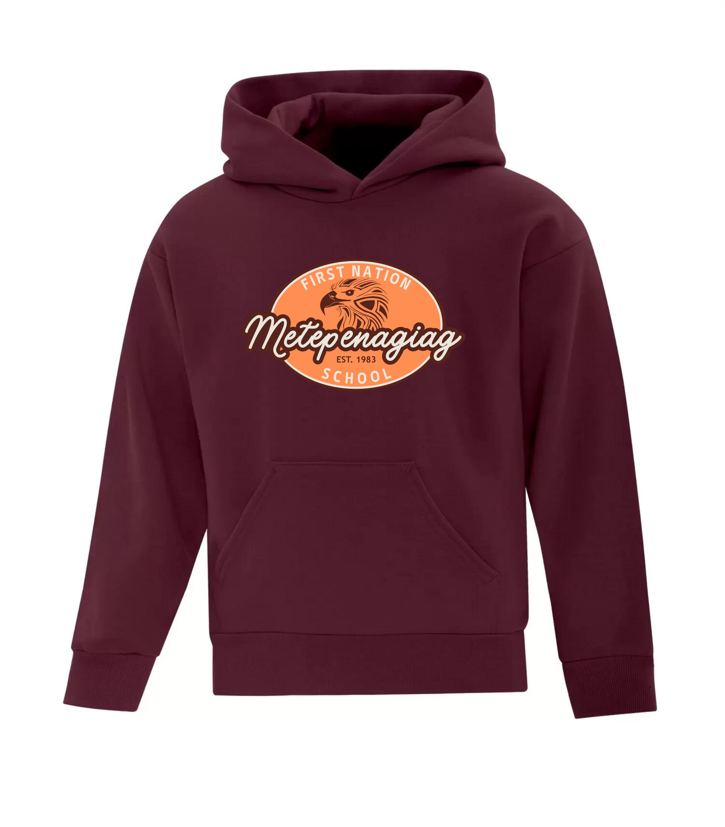 Maroon Cotton Hoodie - Metepenagiag School 2024-25