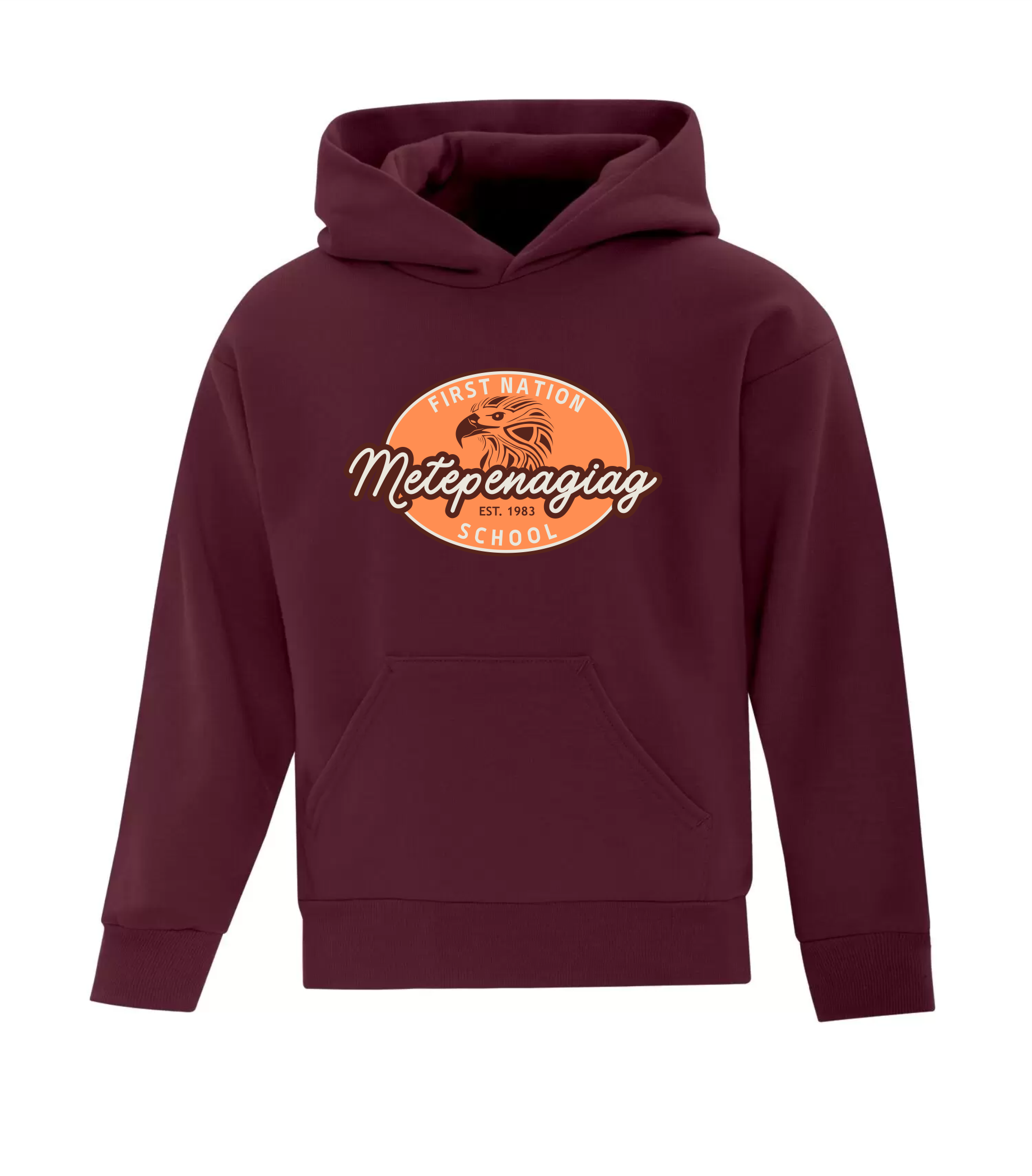 Maroon Cotton Hoodie - Metepenagiag School 2024-25