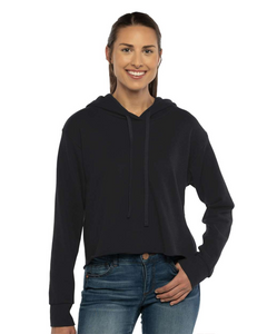Ladies' Laguna Sueded Raw Edge Crop Hoodie- Next Level 9384