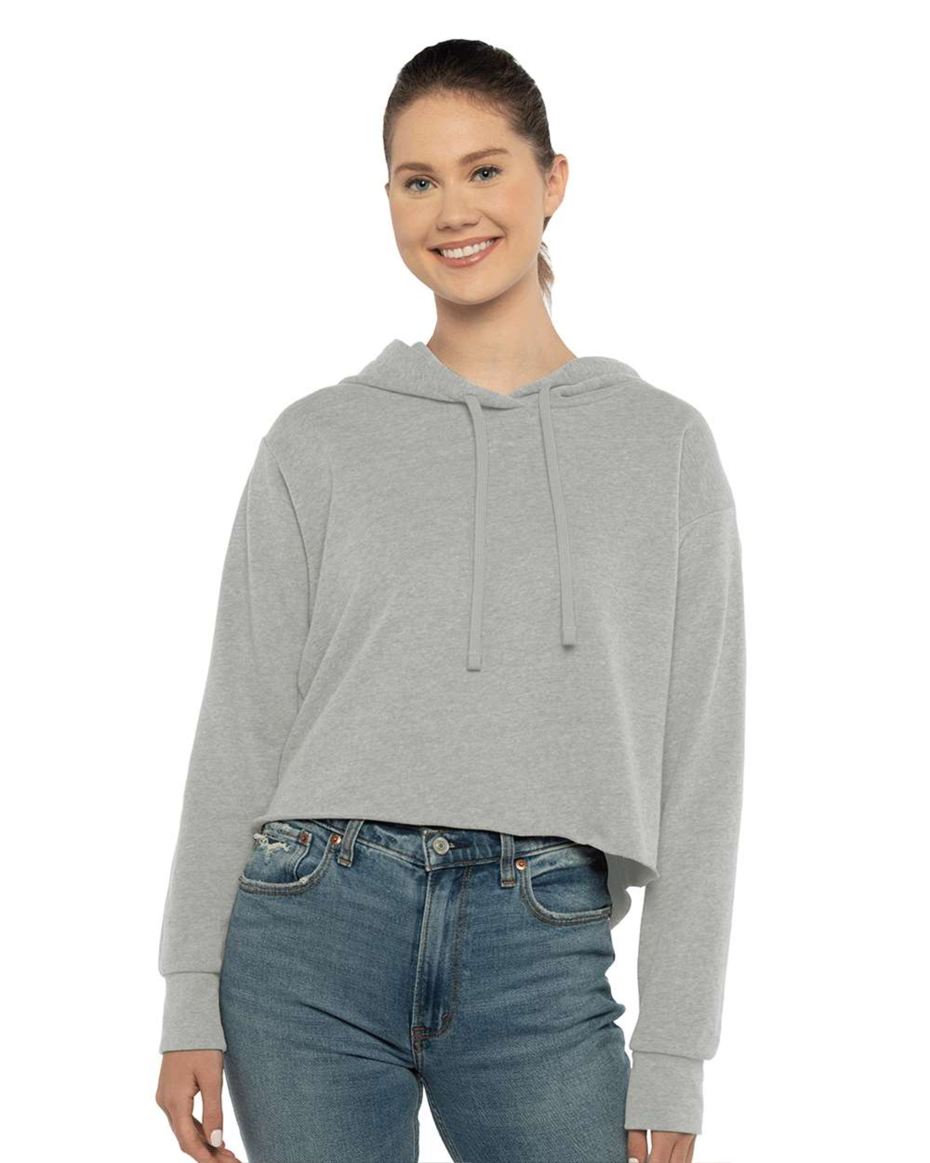 Ladies' Laguna Sueded Raw Edge Crop Hoodie- Next Level 9384