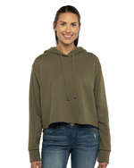 Ladies' Laguna Sueded Raw Edge Crop Hoodie- Next Level 9384