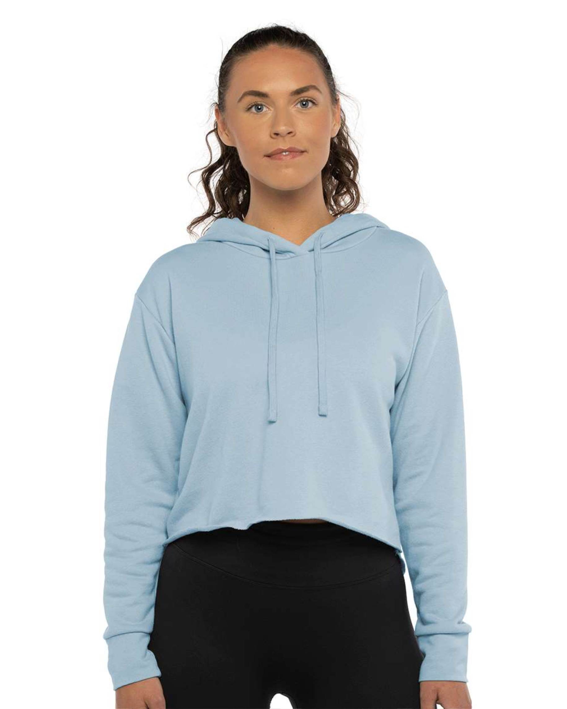 Ladies' Laguna Sueded Raw Edge Crop Hoodie- Next Level 9384