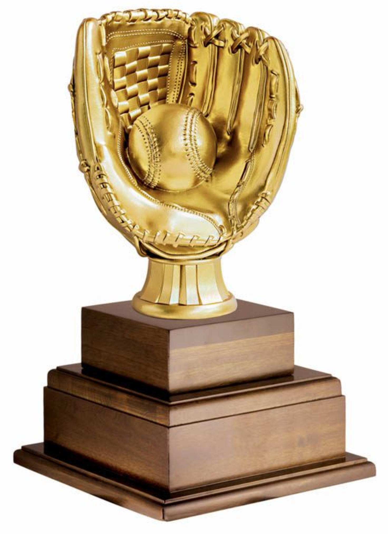 Baseball 15’’ 2-Tier Annual trophy on wood base