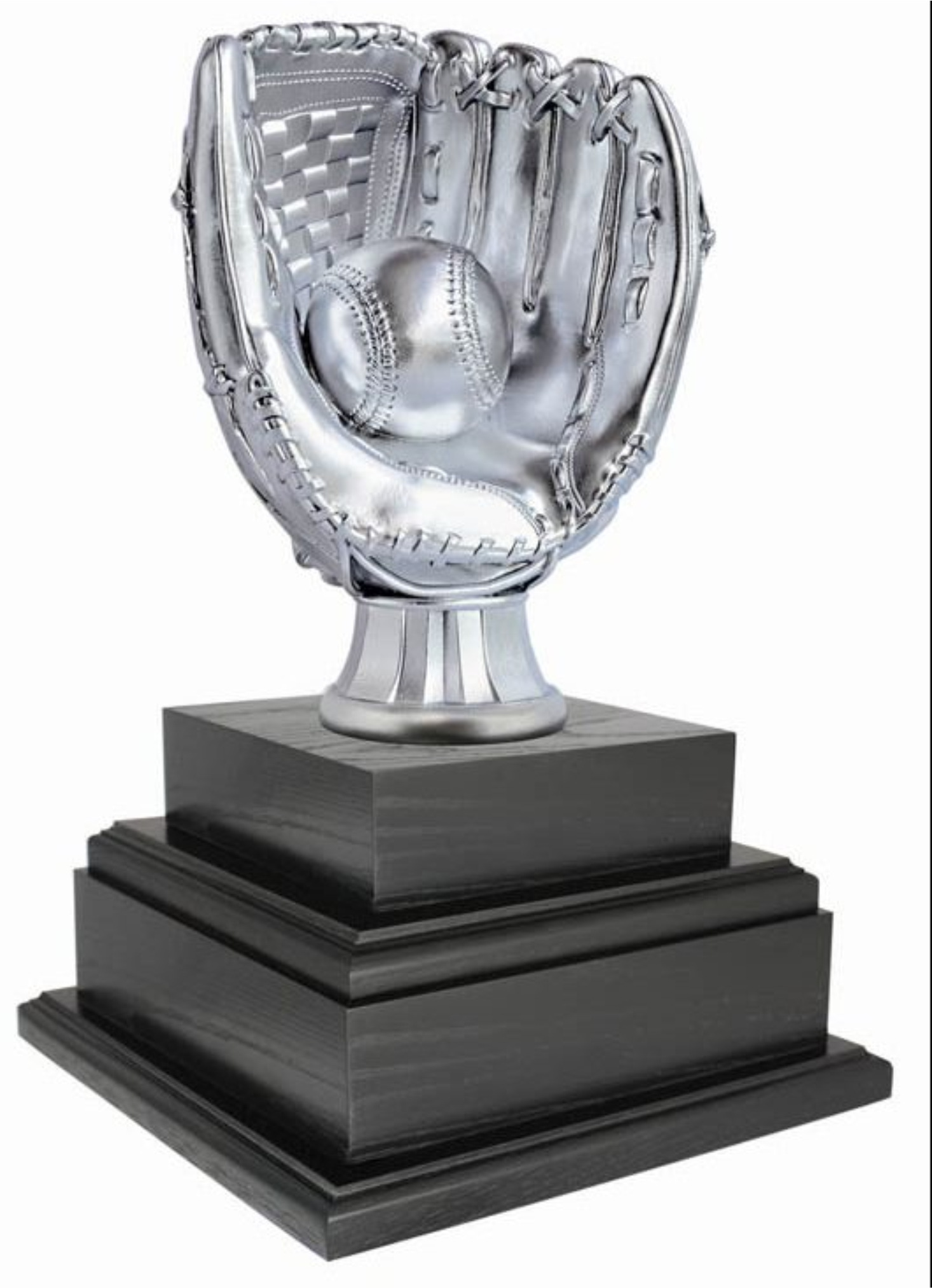 Baseball 15’’ 2-Tier Annual trophy on wood base