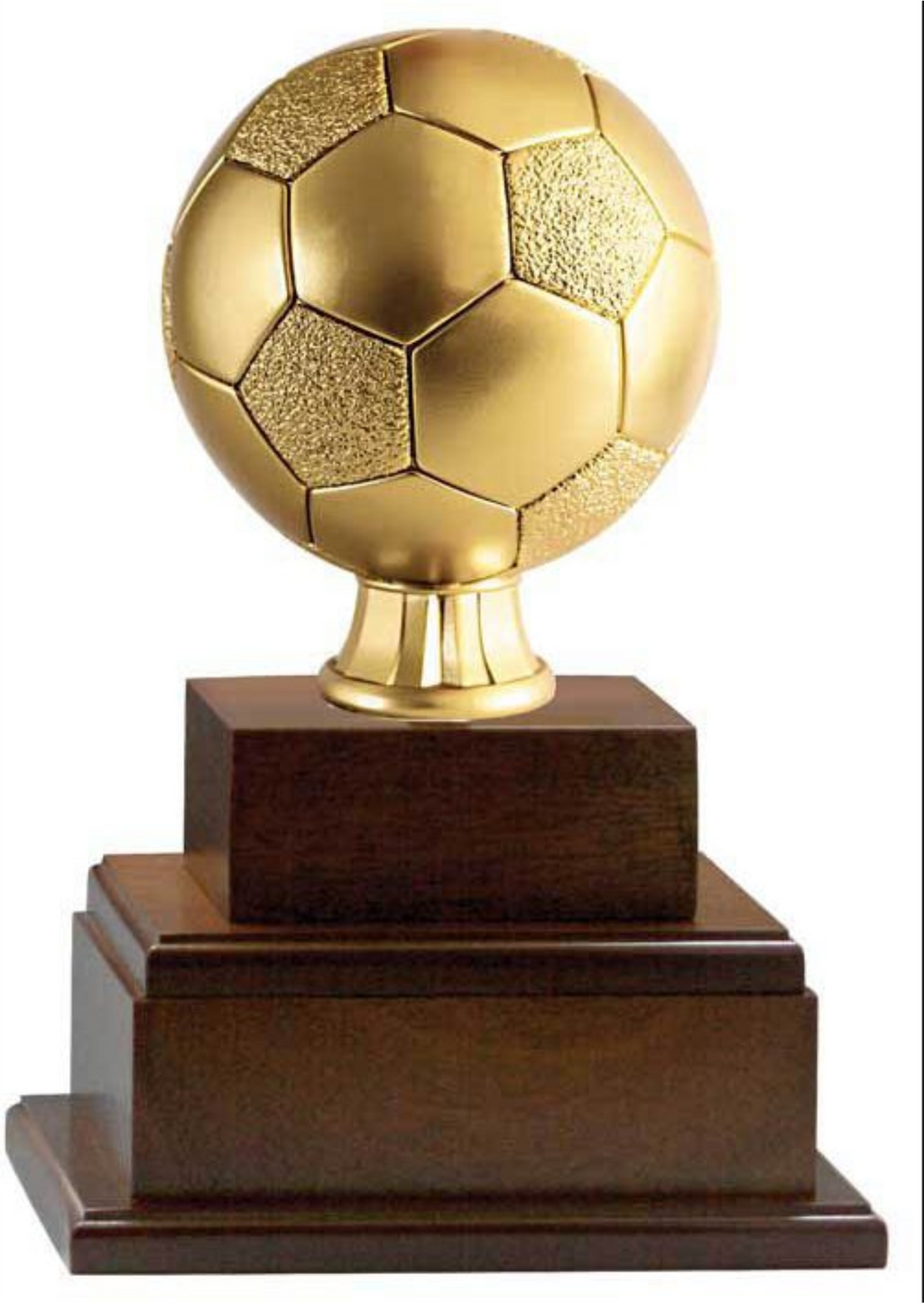 Soccer 15’’ 2-Tier Annual trophy on wood base