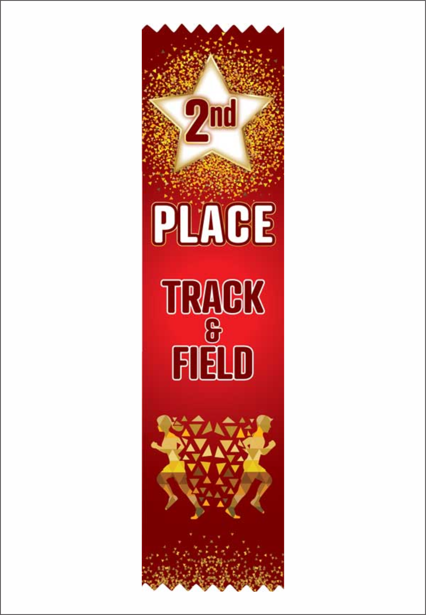 2nd Place Track & Field Flat Ribbon - Pack of 25 - SRS382