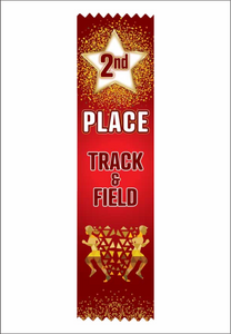 2nd Place Track & Field Flat Ribbon - Pack of 25 - SRS382