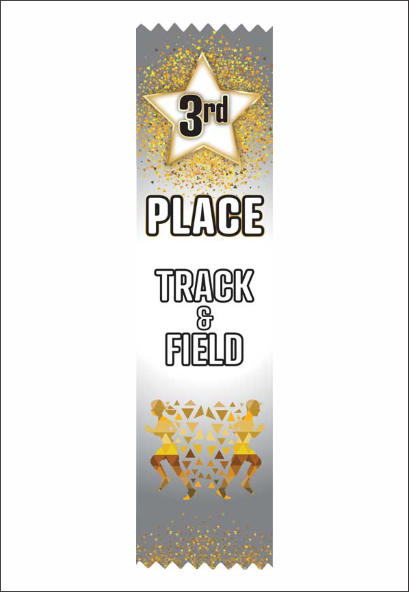 3rd Place Track & Field Flat Ribbon - Pack of 25 - SRS383