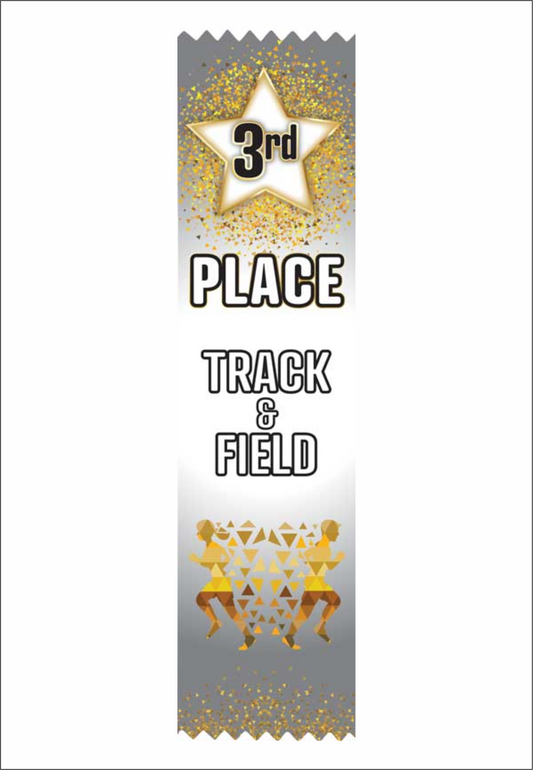 3rd Place Track & Field Flat Ribbon - Pack of 25 - SRS383
