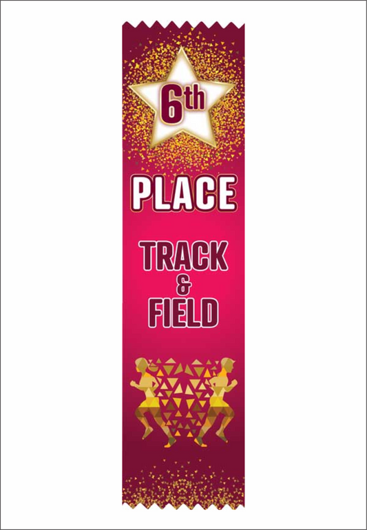 6th Place Track & Field Flat Ribbon - Pack of 25 - SRS386