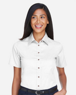 Ladies' Easy Blend Short Sleeve Twill Dress Shirt with Stain-Release -Harriton M500SW