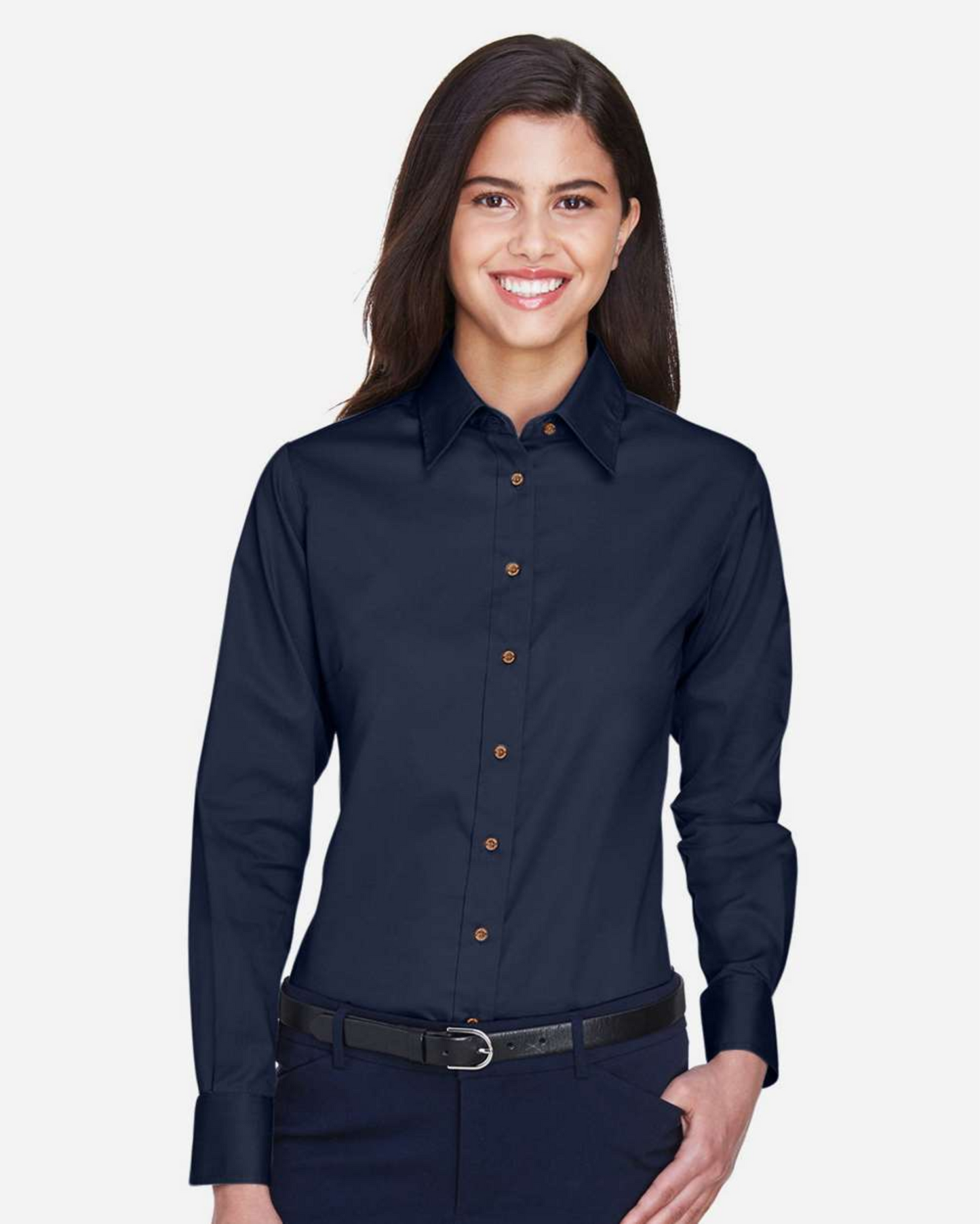 Ladies' Easy Blend™ Long Sleeve Twill Dress Shirt with Stain-Release - Harriton M500W