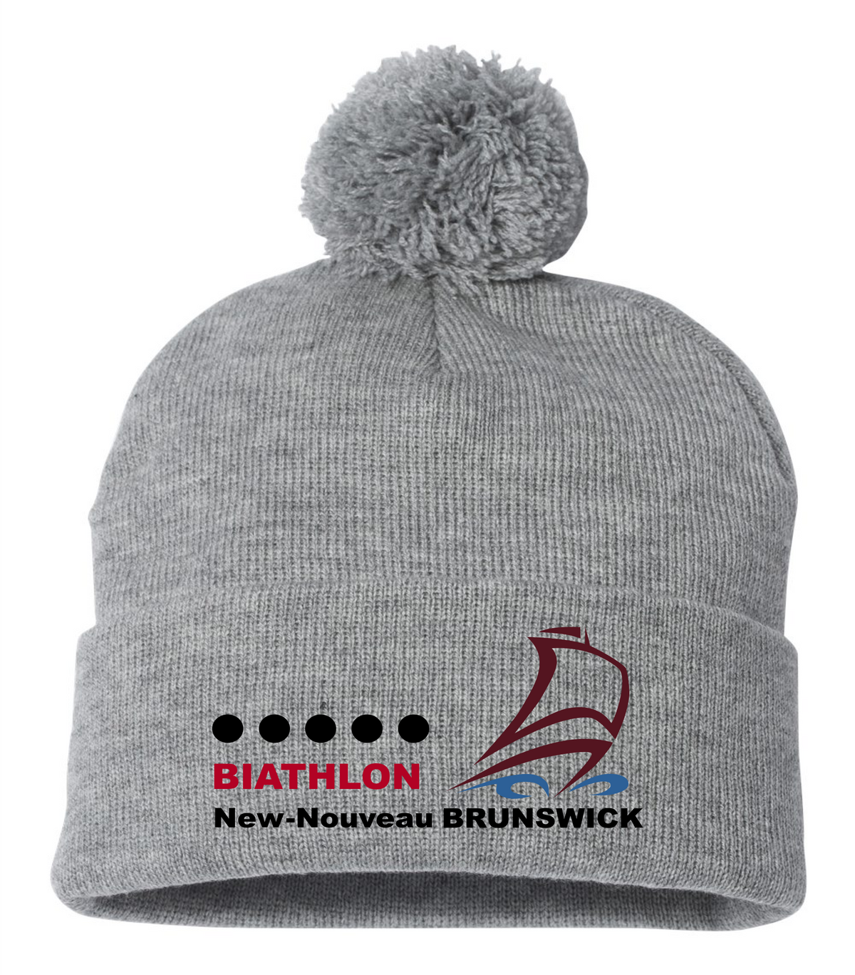12" Pom-Pom Cuffed Beanie - Light Heather Grey - Biathlon Noveau-New Brunswick
