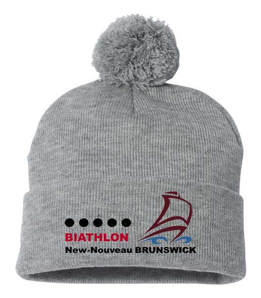 12" Pom-Pom Cuffed Beanie - Light Heather Grey - Biathlon Noveau-New Brunswick
