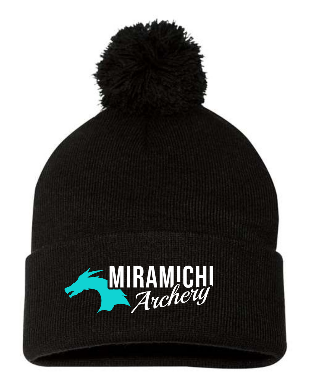 12"  Black Pom-Pom Cuffed Beanie