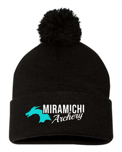 12"  Black Pom-Pom Cuffed Beanie