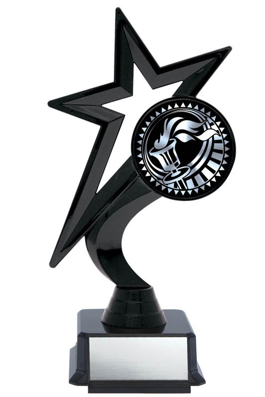 Star Figure Black on Base with Gold or Silver Victory, 7.5" - Solar Series