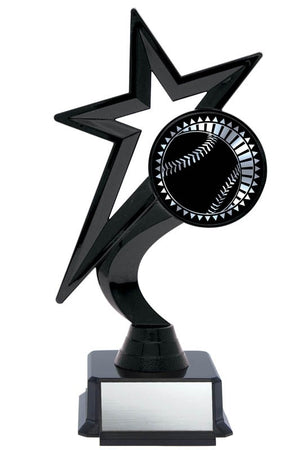 Star Figure Black on Base with Gold or Silver Baseball, 7.5" - Solar Series