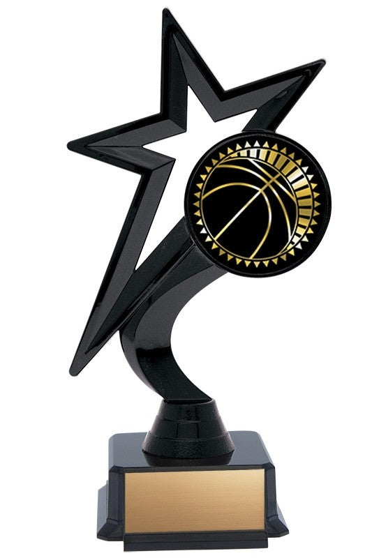 Star Figure Black on Base with Gold or Silver Basketball, 7.5" - Solar Series