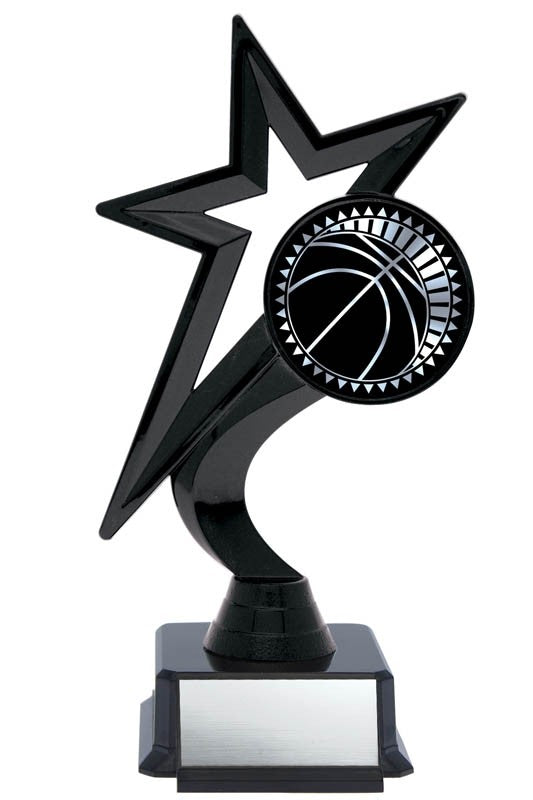 Star Figure Black on Base with Gold or Silver Basketball, 7.5" - Solar Series