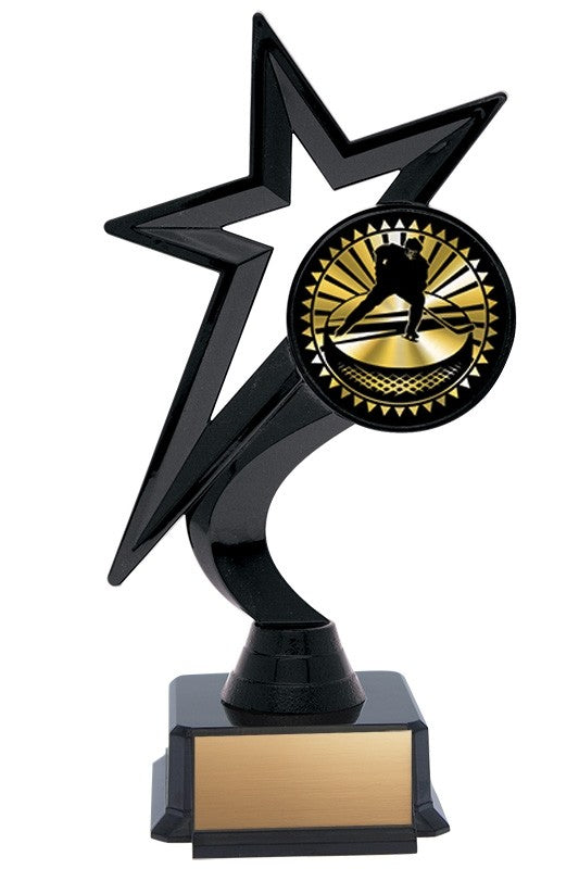 Star Figure Black on Base with Gold or Silver Hockey, 7.5" - Solar Series