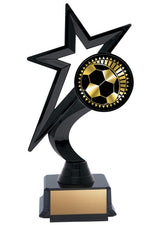 Star Figure Black on Base with Gold or Silver Soccer, 7.5" - Solar Series