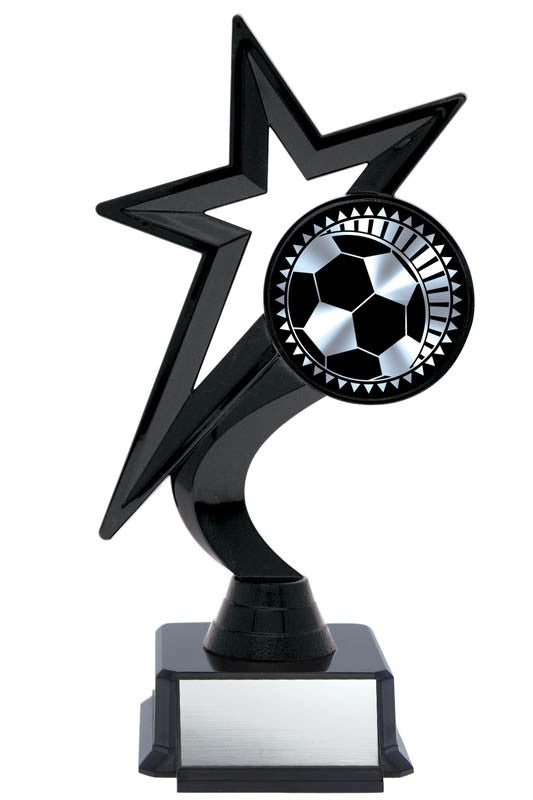 Star Figure Black on Base with Gold or Silver Soccer, 7.5" - Solar Series