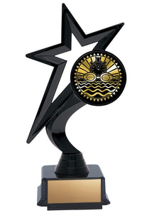 Star Figure Black on Base with Gold or Silver Swimming, 7.5" - Solar Series